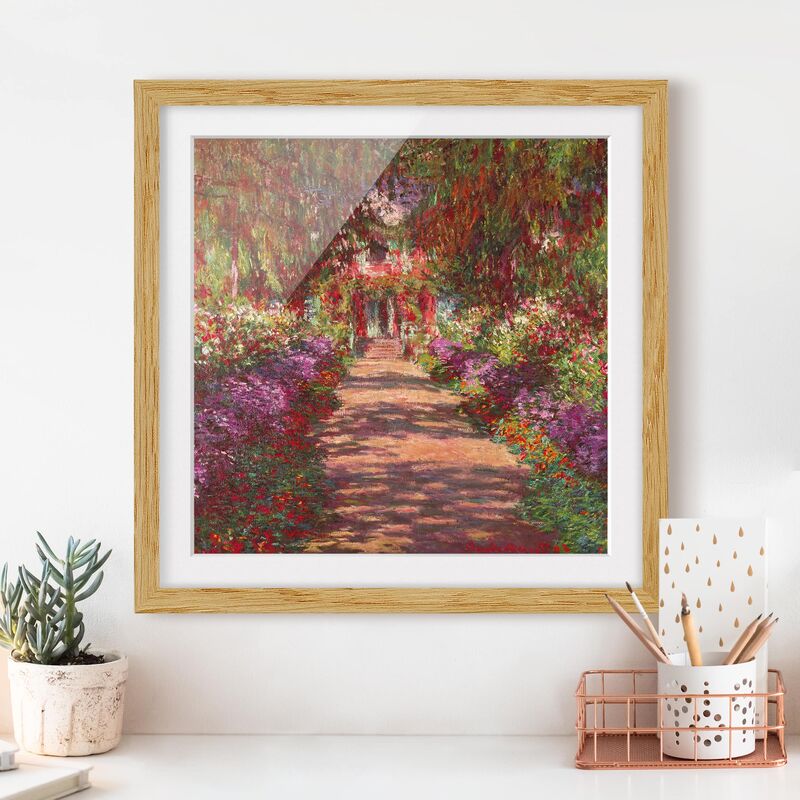 

Póster enmarcado - Claude Monet - Percorso nel giardino di Monet Giverny A Dimensión LxA: 70cm x 70cm, Marco: Roble