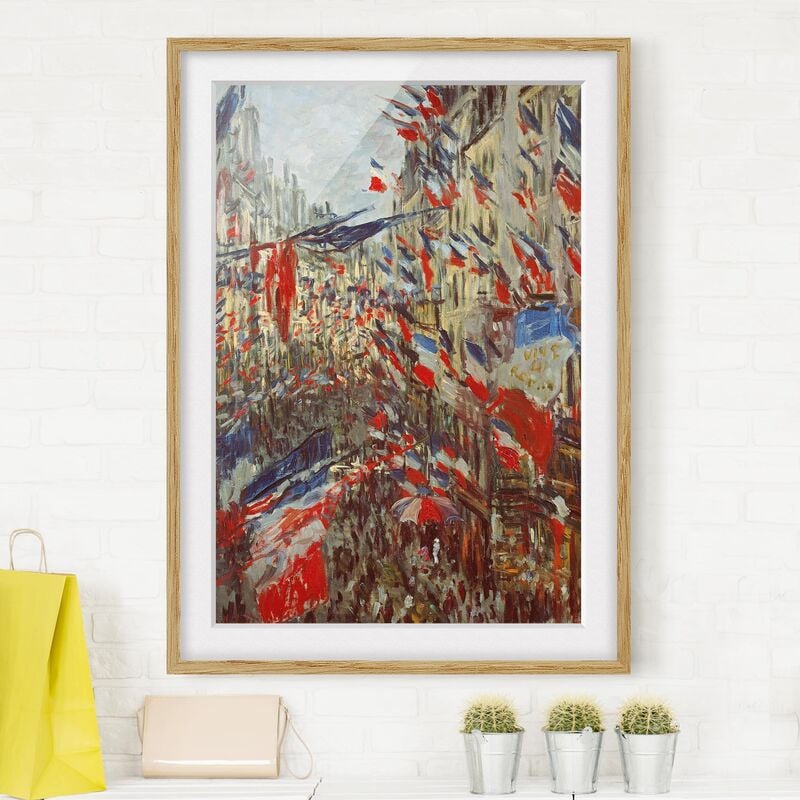 

Póster enmarcado - Claude Monet - The Rue Montorgueil With Flags Dimensión LxA: 40cm x 30cm, Marco: Roble