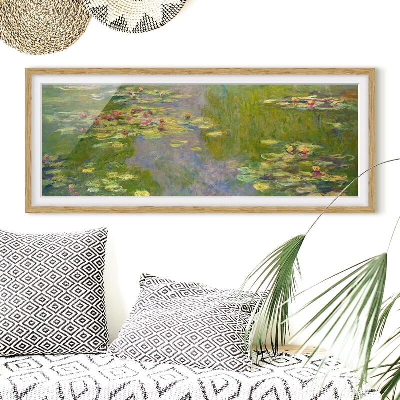 

Póster enmarcado - Claude Monet - Verde Ninfee Dimensión LxA: 30cm x 75cm, Marco: Roble