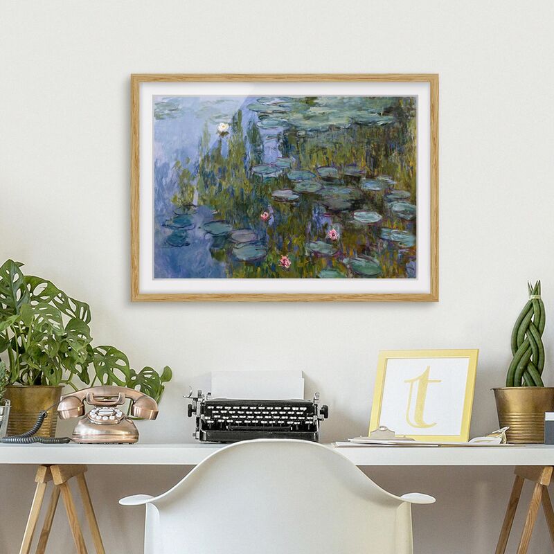 

Póster enmarcado - Claude Monet - Water Lilies (Nympheas) Dimensión LxA: 40cm x 55cm, Marco: Roble