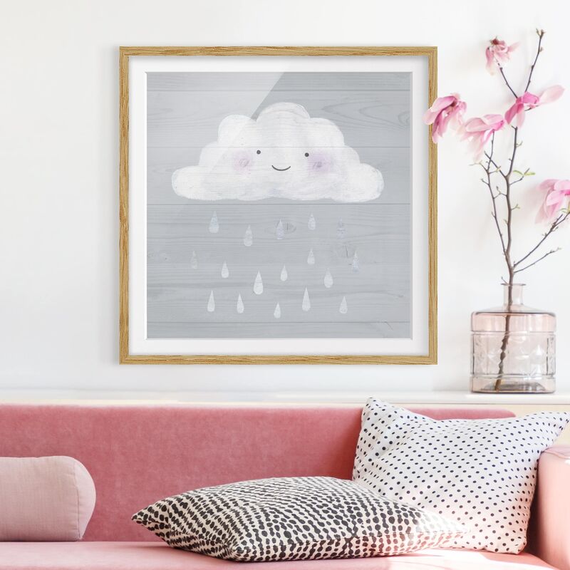 

Póster enmarcado - Cloud With Silver Raindrops Dimensión LxA: 30cm x 30cm, Marco: Roble