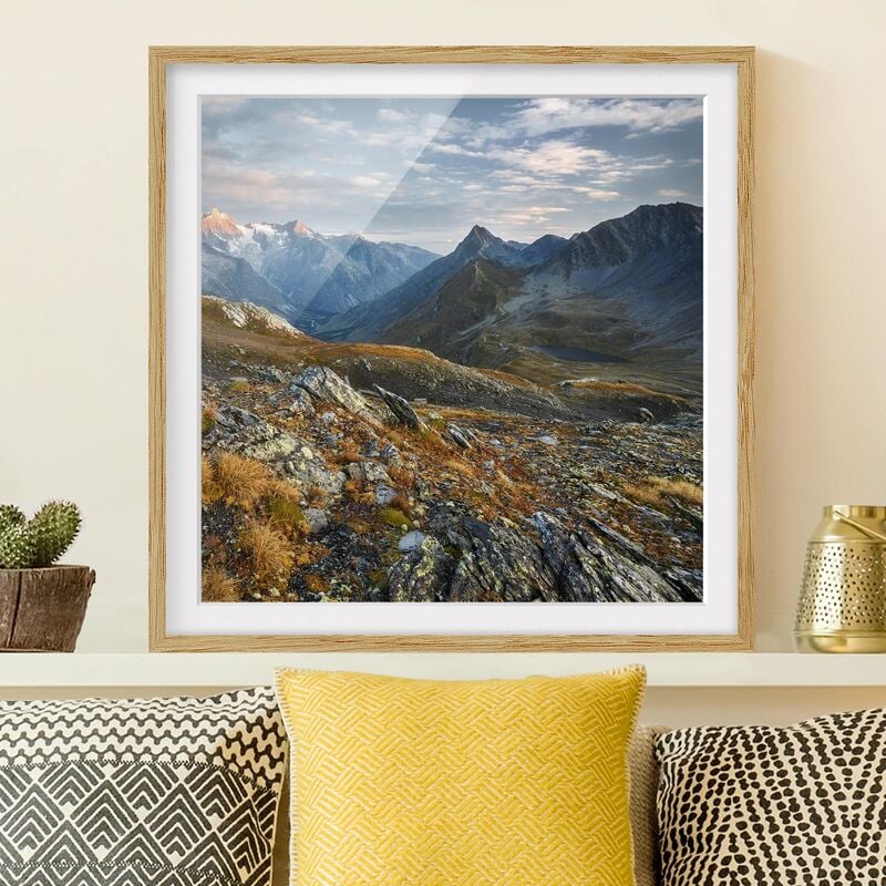 

Póster enmarcado - Col De Fenêtre Switzerland Dimensión LxA: 70cm x 70cm, Marco: Roble