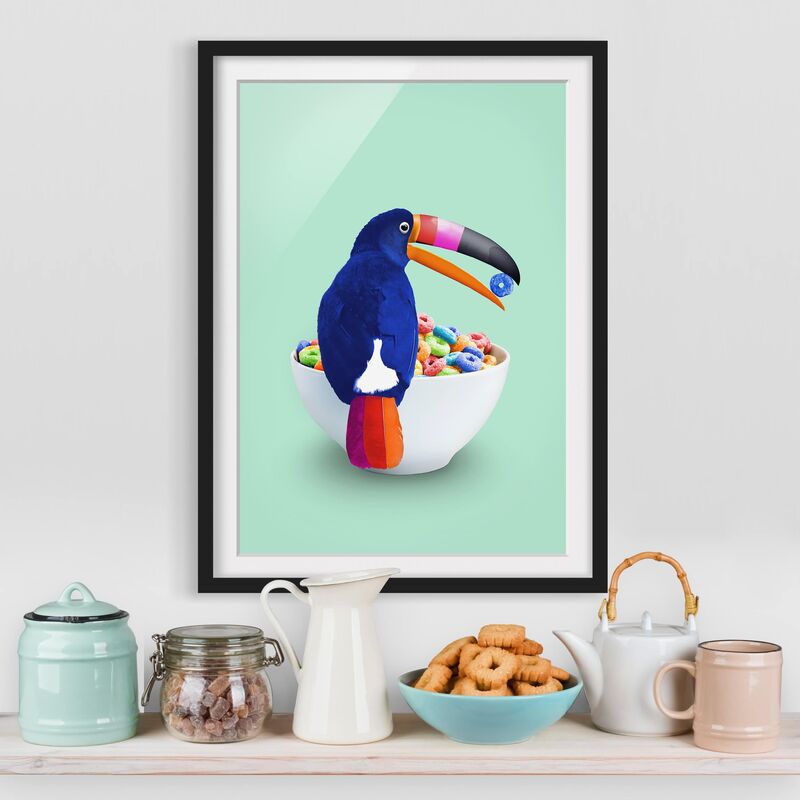 

Póster enmarcado - Colazione Con Toucan Dimensión LxA: 100cm x 70cm, Marco: Negro