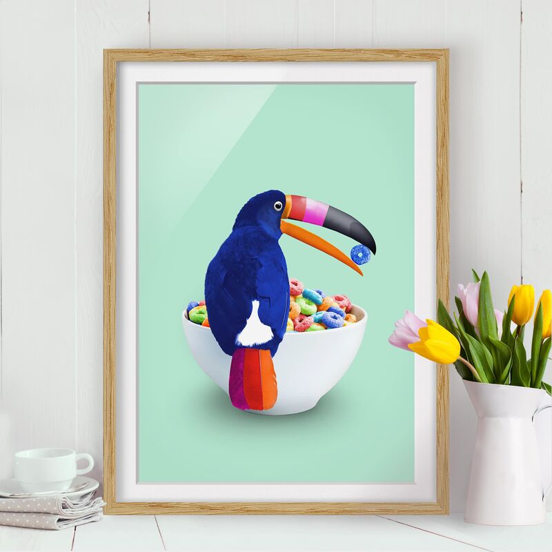 

Póster enmarcado - Colazione Con Toucan Dimensión LxA: 70cm x 50cm, Marco: Roble