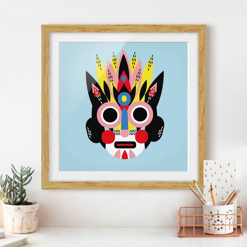 

Póster enmarcado - Collage Maschera Ethnic - Viso Dimensión LxA: 70cm x 70cm, Marco: Roble