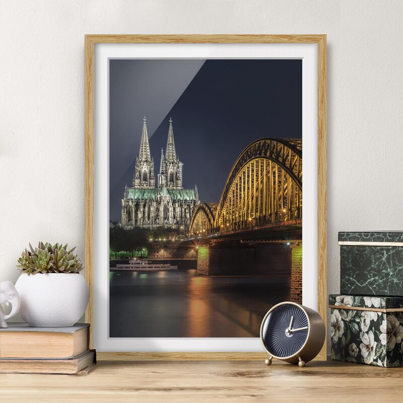 

Póster enmarcado - Cologne Cathedral Dimensión LxA: 100cm x 70cm, Marco: Roble