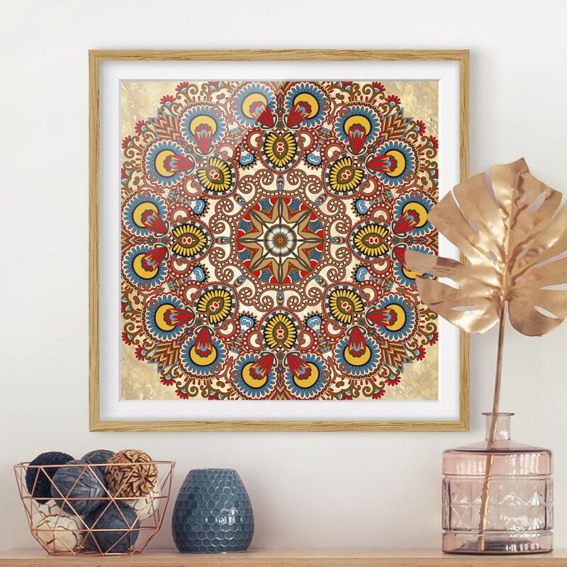 

Póster enmarcado - Colored Mandala Dimensión LxA: 30cm x 30cm, Marco: Roble