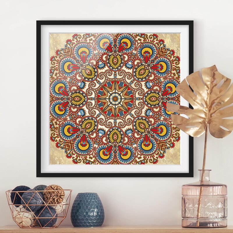 

Póster enmarcado - Colored Mandala Dimensión LxA: 50cm x 50cm, Marco: Negro