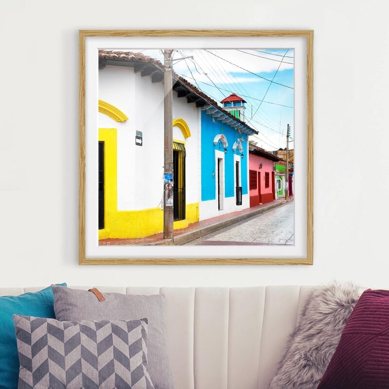 

Póster enmarcado - Colored Road Dimensión LxA: 50cm x 50cm, Marco: Roble