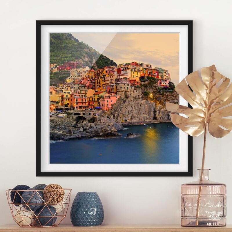 

Póster enmarcado - Colorful Coastal Town Dimensión LxA: 20cm x 20cm, Marco: Negro