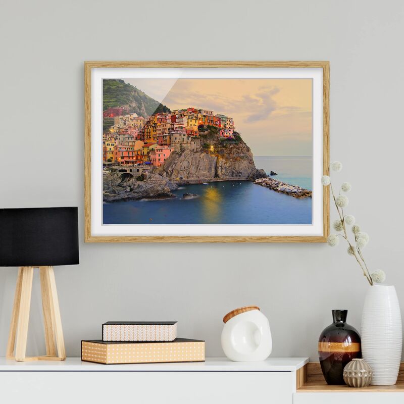 

Póster enmarcado - Colorful Coastal Town Dimensión LxA: 30cm x 40cm, Marco: Roble