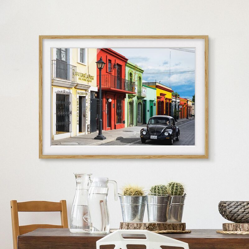 

Póster enmarcado - Colorful Facades Black Beetle Dimensión LxA: 50cm x 70cm, Marco: Roble