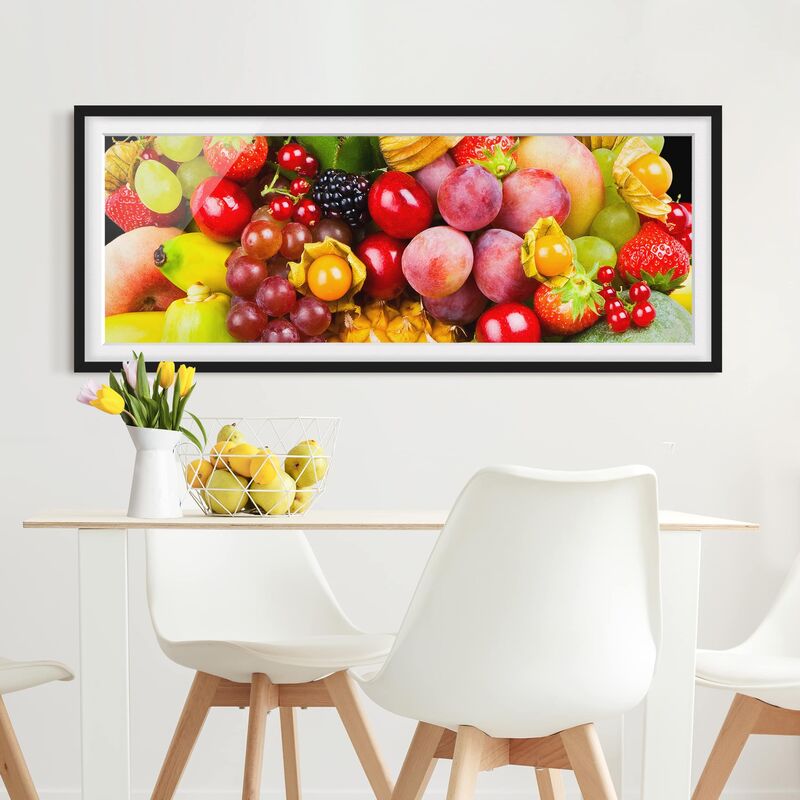 

Póster enmarcado - Colorful Frutta Esotica Dimensión LxA: 30cm x 75cm, Marco: Negro