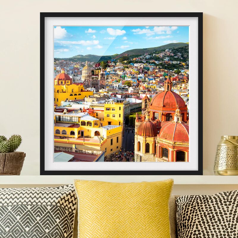 

Póster enmarcado - Colorful Houses Guanajuato Dimensión LxA: 30cm x 30cm, Marco: Negro