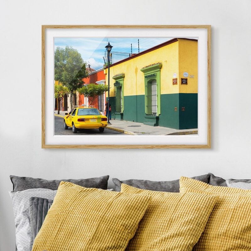 

Póster enmarcado - Colorful Mexican Street Dimensión LxA: 40cm x 55cm, Marco: Roble