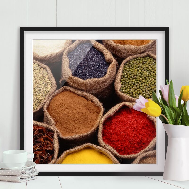 

Póster enmarcado - Colorful Spices Dimensión LxA: 20cm x 20cm, Marco: Negro