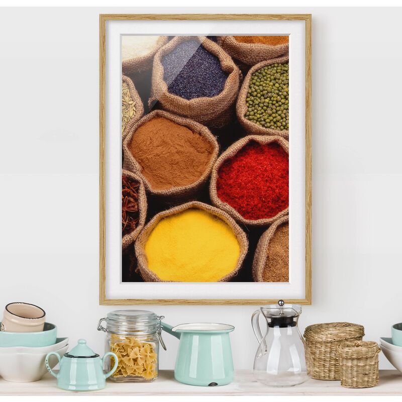 

Póster enmarcado - Colorful Spices Dimensión LxA: 70cm x 50cm, Marco: Roble