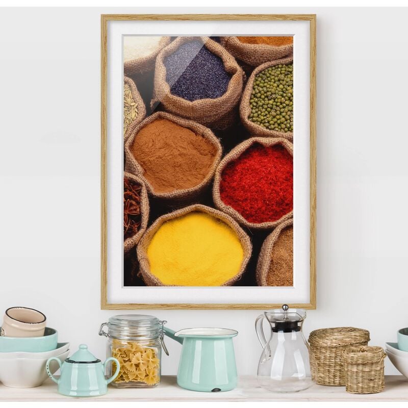 

Póster enmarcado - Colorful Spices Dimensión LxA: 55cm x 40cm, Marco: Roble