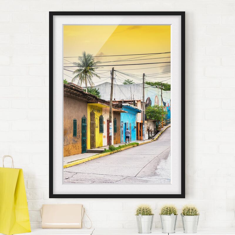 

Póster enmarcado - Colorful Street Sunset Dimensión LxA: 70cm x 50cm, Marco: Negro