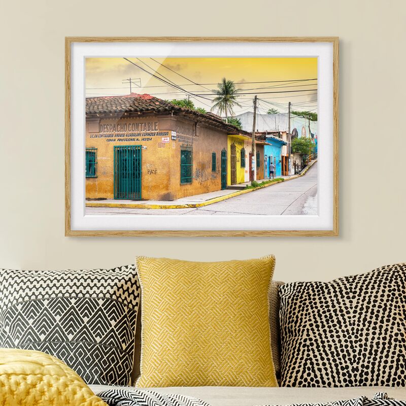 

Póster enmarcado - Colorful Street Sunset Dimensión LxA: 30cm x 40cm, Marco: Roble