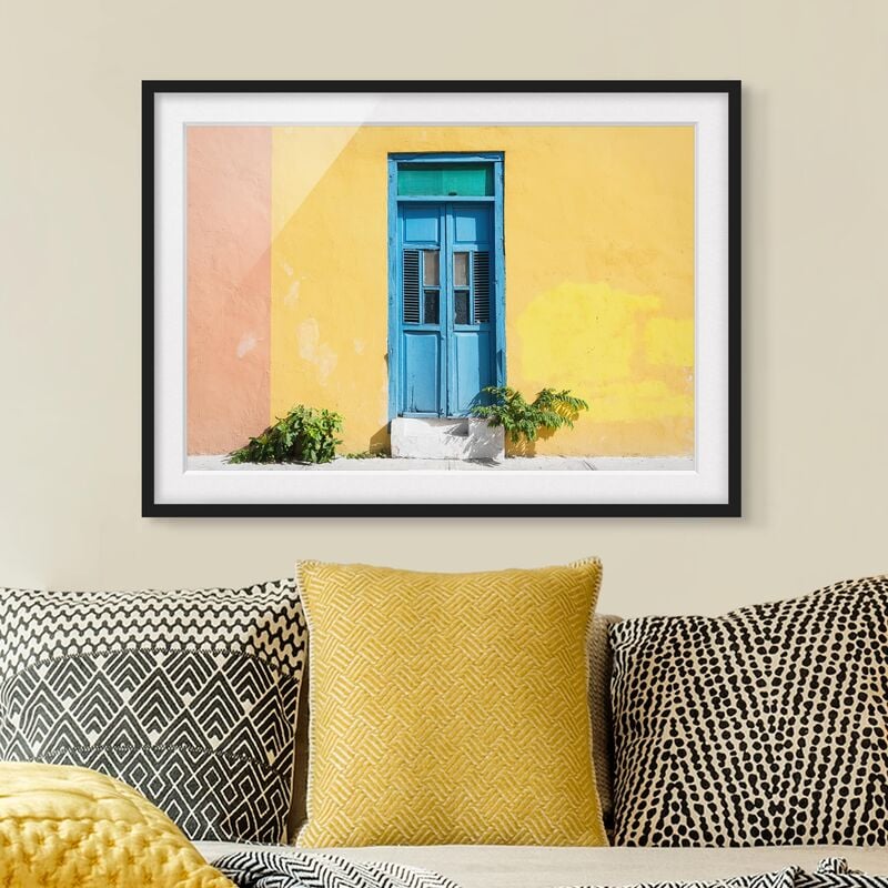 

Póster enmarcado - Colorful Wall Blue Door Dimensión LxA: 40cm x 55cm, Marco: Negro
