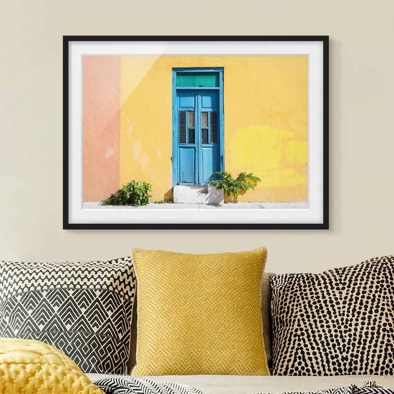 

Póster enmarcado - Colorful Wall Blue Door Dimensión LxA: 70cm x 100cm, Marco: Negro