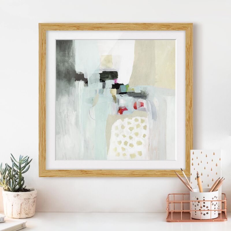 

Póster enmarcado - Colorful Waterfalls I Dimensión LxA: 70cm x 70cm, Marco: Roble