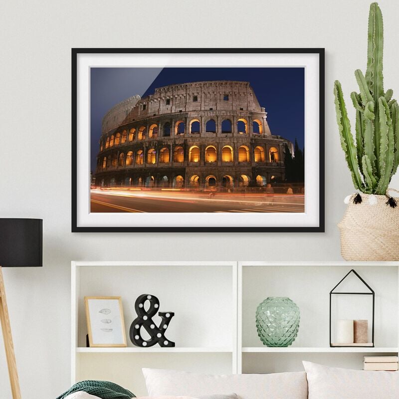 

Póster enmarcado - Colosseum In Rome At Night Dimensión LxA: 40cm x 55cm, Marco: Negro