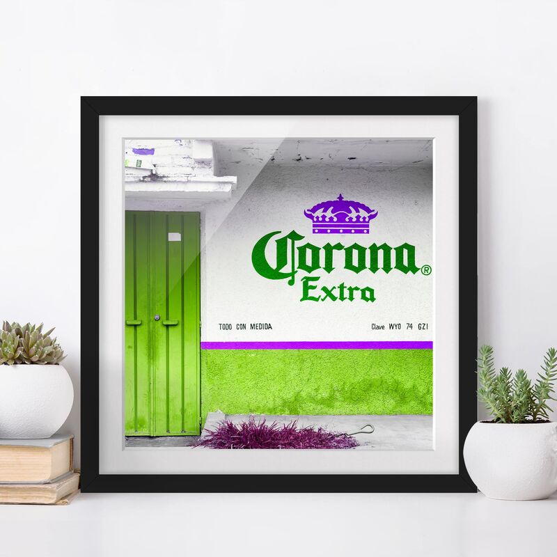 

Póster enmarcado - Corona Extra Green Dimensión LxA: 50cm x 50cm, Marco: Negro