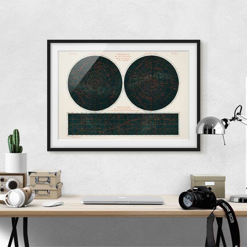 

Póster enmarcado - Costellazioni illustrazione d'epoca Dimensión LxA: 70cm x 100cm, Marco: Negro
