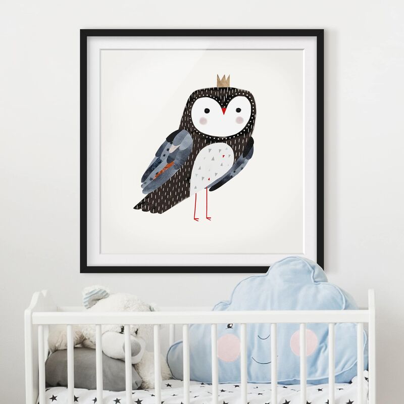 

Póster enmarcado - Crowned Owl Dark Dimensión LxA: 70cm x 70cm, Marco: Negro