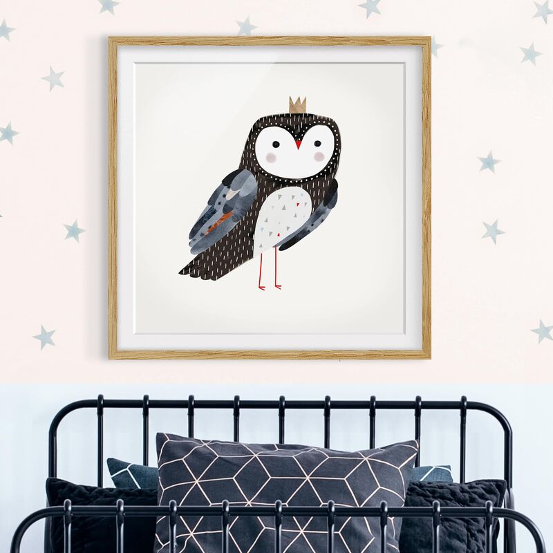 

Póster enmarcado - Crowned Owl Dark Dimensión LxA: 20cm x 20cm, Marco: Roble