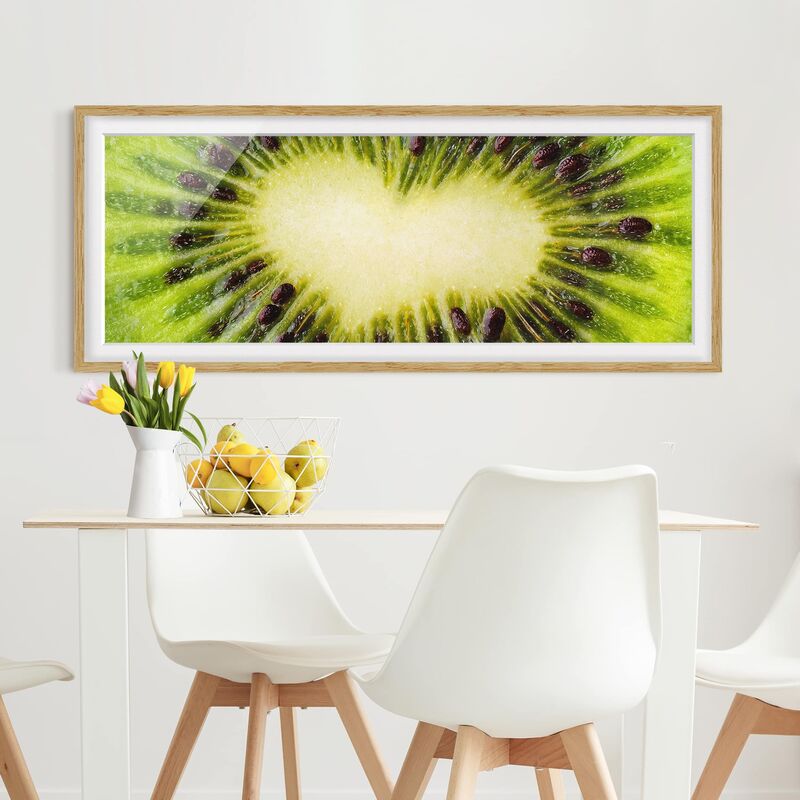 

Póster enmarcado - Cuore Del Kiwi Dimensión LxA: 50cm x 130cm, Marco: Roble
