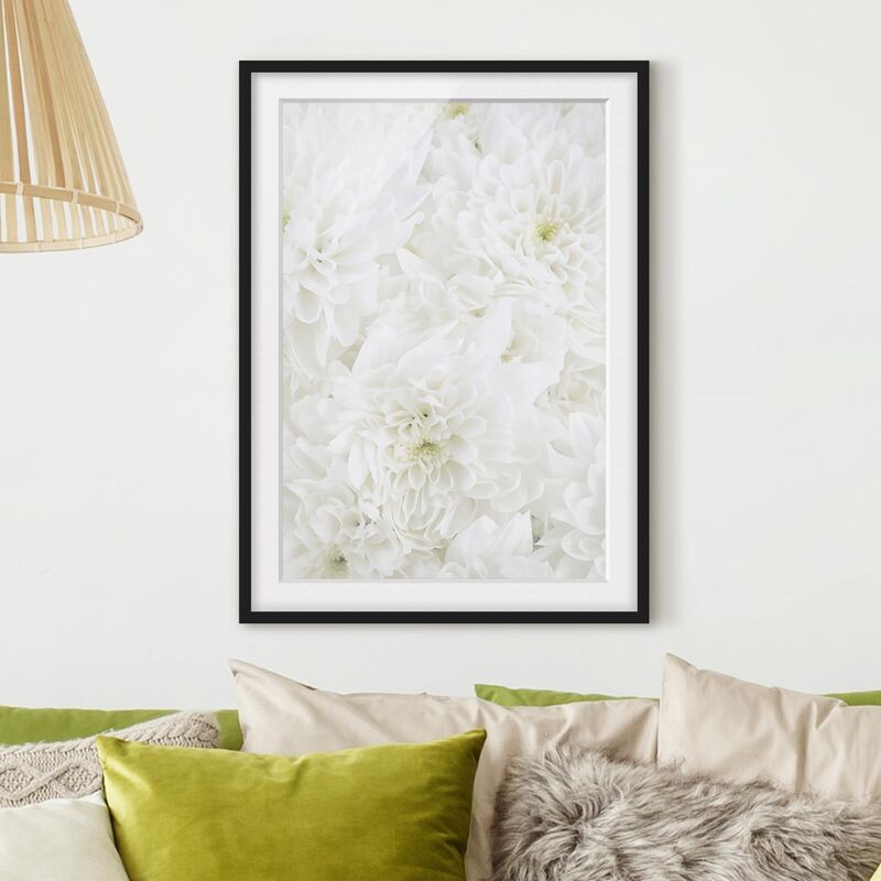 

Póster enmarcado - Dahlias Blumenmeer White Dimensión LxA: 100cm x 70cm, Marco: Negro