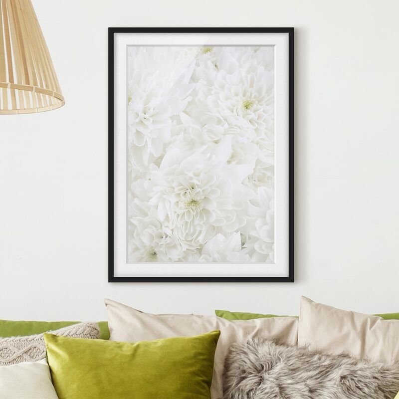 

Póster enmarcado - Dahlias Blumenmeer White Dimensión LxA: 55cm x 40cm, Marco: Negro