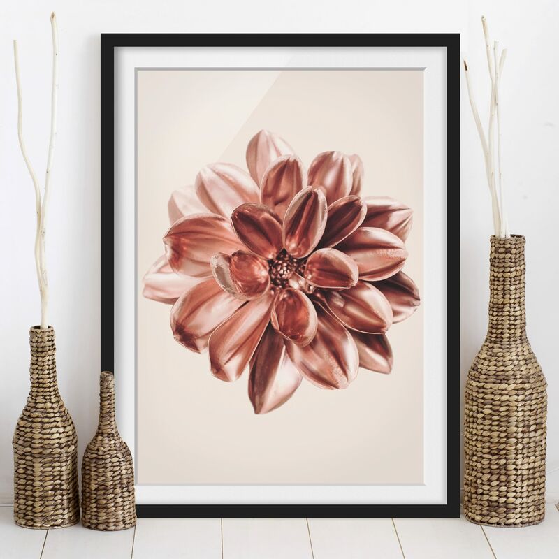

Póster enmarcado - Dalia in oro rosa metallico Dimensión LxA: 100cm x 70cm, Marco: Negro