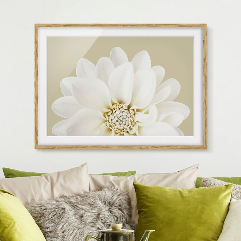 

Póster enmarcado - Dalia in pastello bianco con colori della sabbia Dimensión LxA: 18cm x 24cm, Marco: Roble
