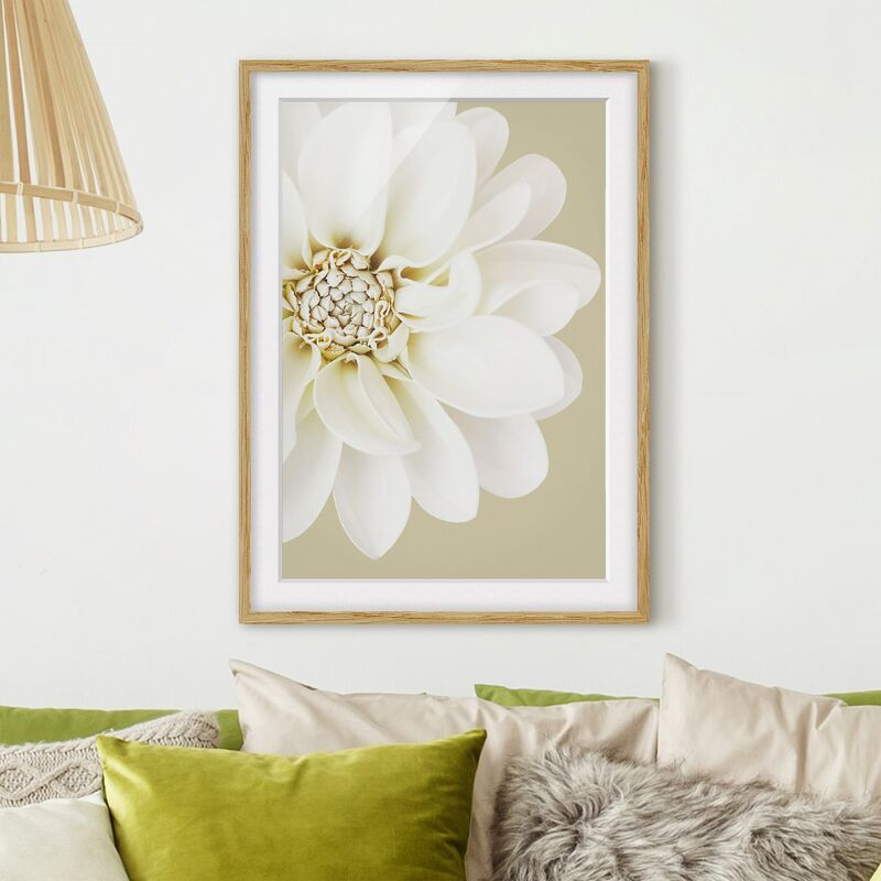 

Póster enmarcado - Dalia in pastello bianco con colori della sabbia Dimensión LxA: 40cm x 30cm, Marco: Roble