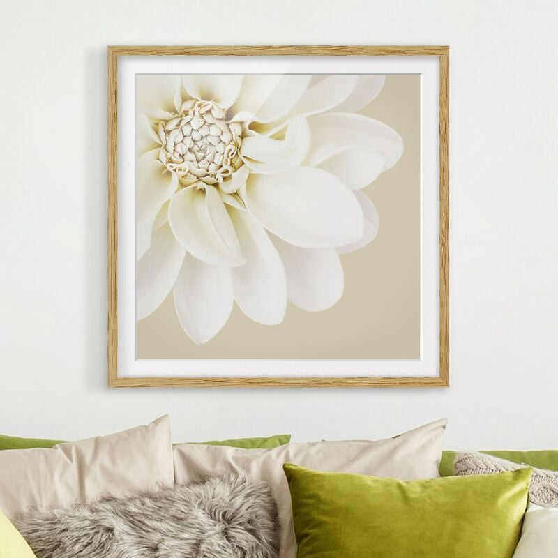 

Póster enmarcado - Dalia in pastello bianco con colori della sabbia Dimensión LxA: 30cm x 30cm, Marco: Roble