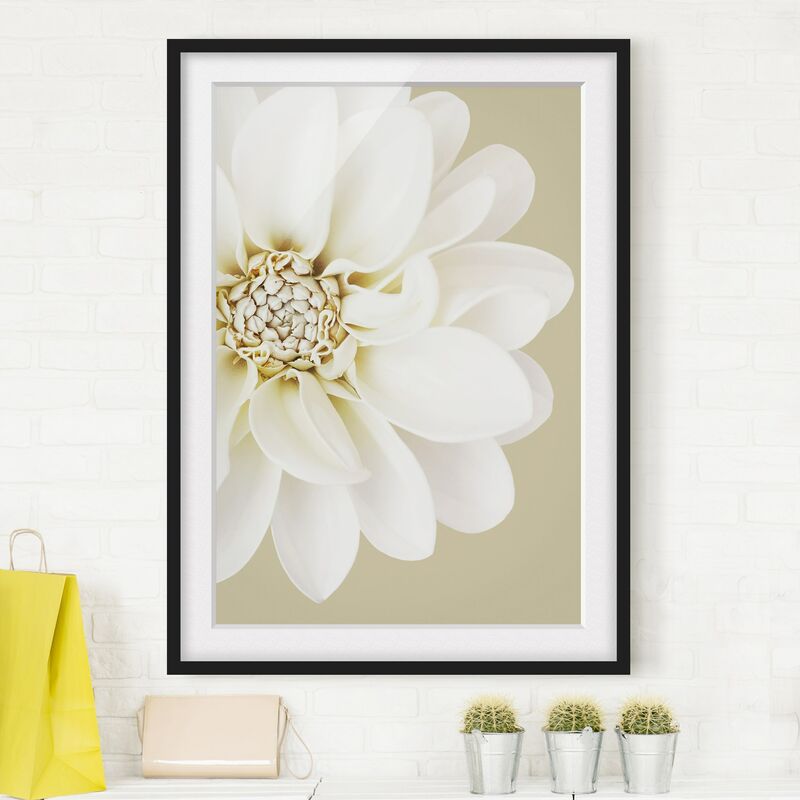 

Póster enmarcado - Dalia in pastello bianco con colori della sabbia Dimensión LxA: 24cm x 18cm, Marco: Negro
