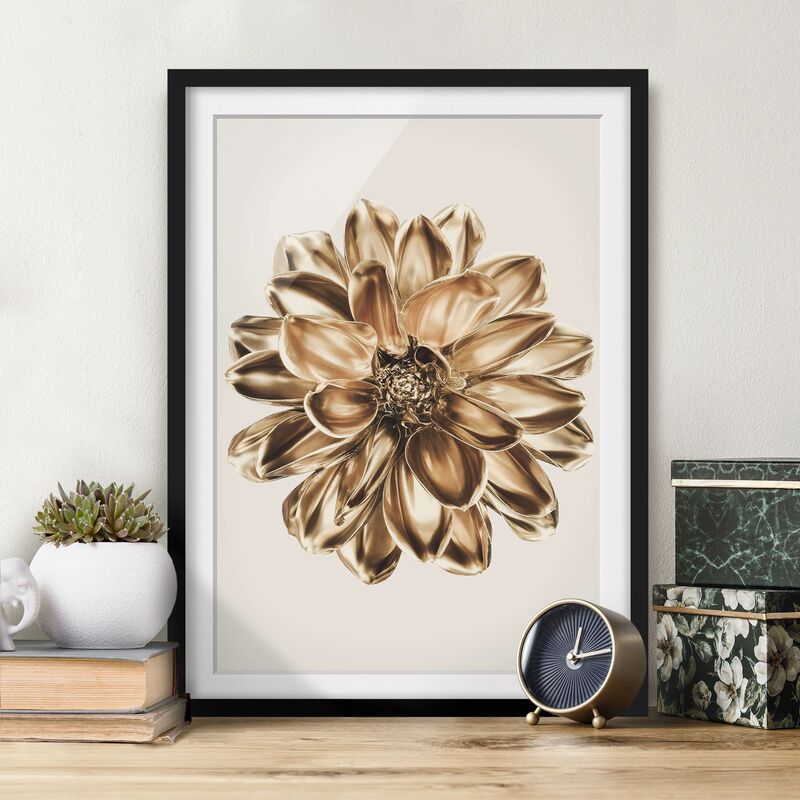 

Póster enmarcado - Dalia metallica dorata Dimensión LxA: 24cm x 18cm, Marco: Negro