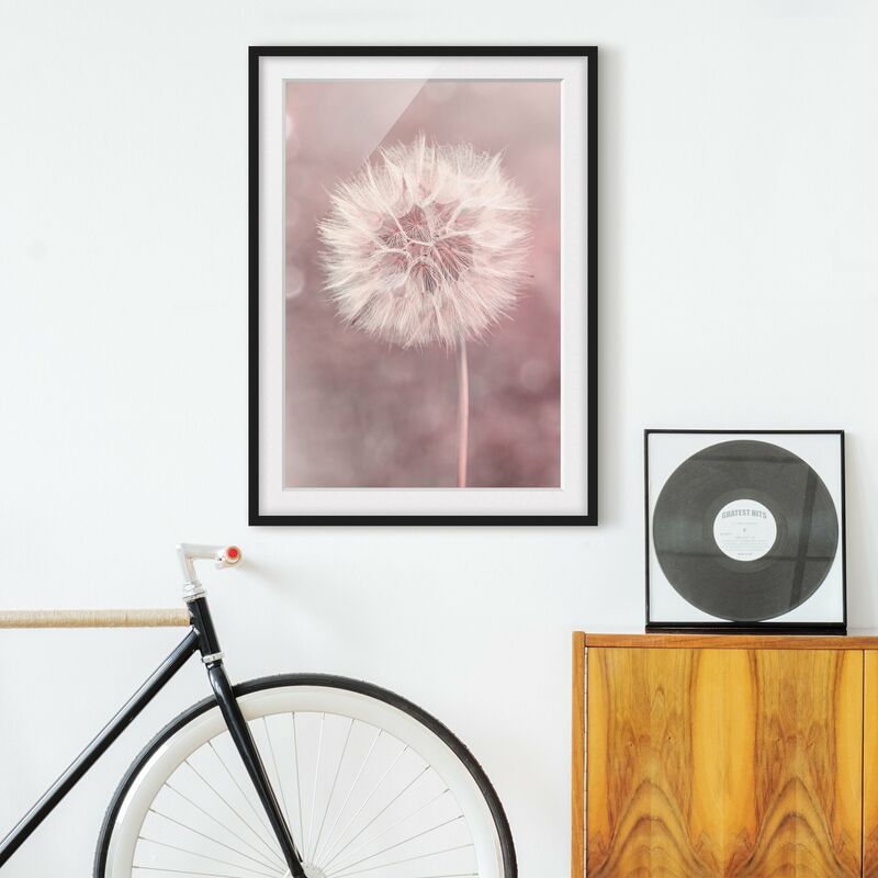 

Póster enmarcado - Dandelion rosa bokeh Dimensión LxA: 70cm x 50cm, Marco: Negro