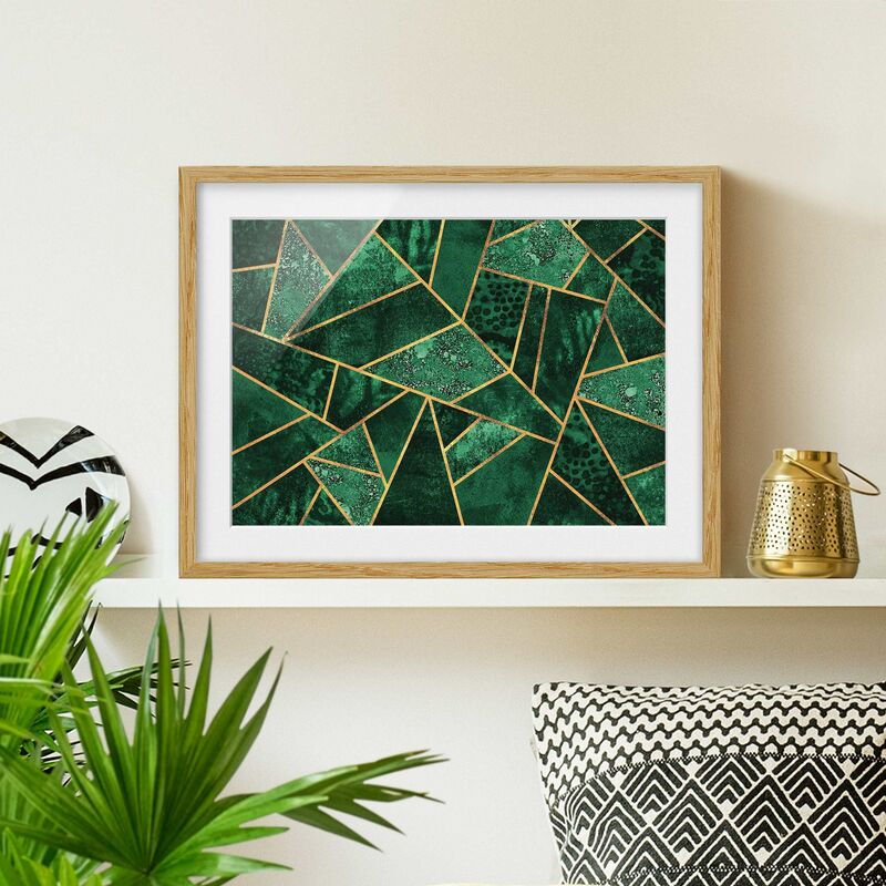 

Póster enmarcado - Dark Emerald con oro Dimensión LxA: 18cm x 24cm, Marco: Roble