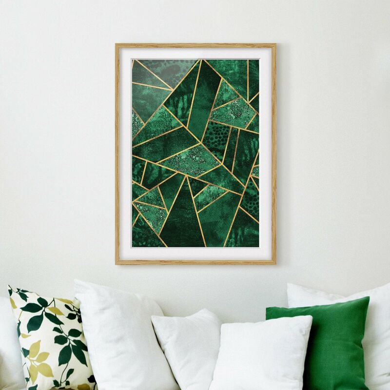 

Póster enmarcado - Dark Emerald con oro Dimensión LxA: 100cm x 70cm, Marco: Roble