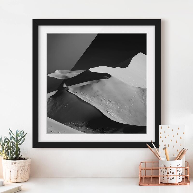 

Póster enmarcado - Deserto - Estratto Dunes Dimensión LxA: 70cm x 70cm, Marco: Negro