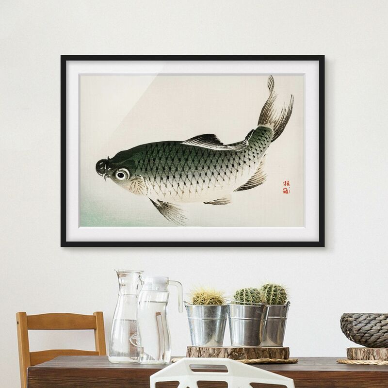

Póster enmarcado - Disegno carpa asiatica Vintage Dimensión LxA: 30cm x 40cm, Marco: Negro