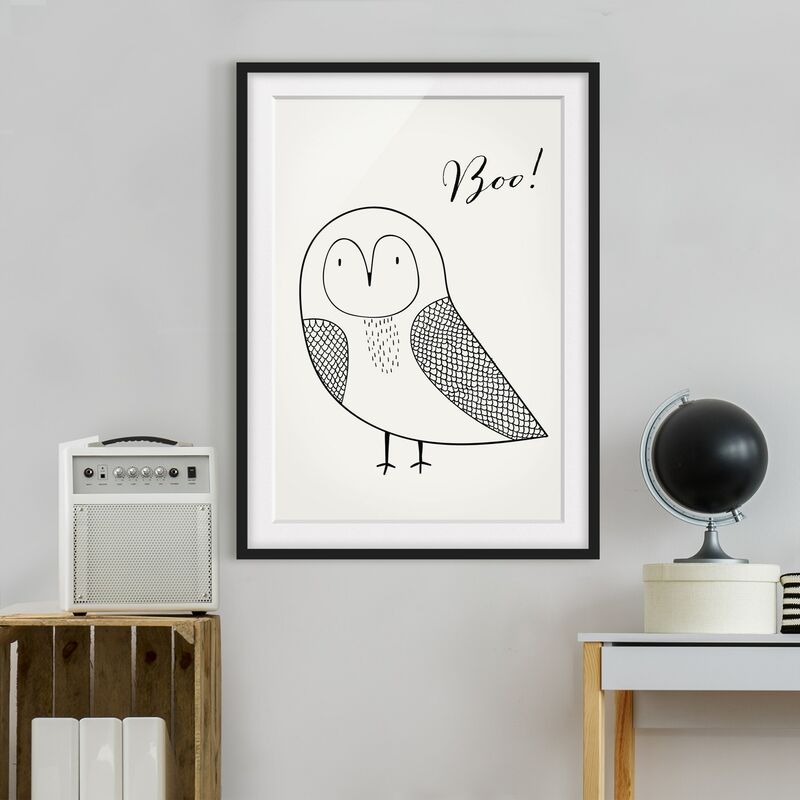 

Póster enmarcado - Disegno gufo Boo Dimensión LxA: 70cm x 50cm, Marco: Negro