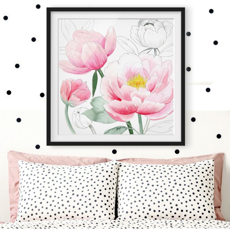 

Póster enmarcado - Disegno Pink Peony I Dimensión LxA: 50cm x 50cm, Marco: Negro