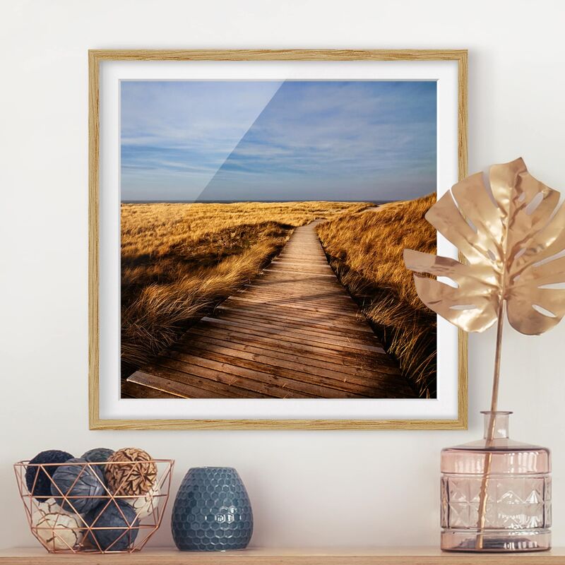 

Póster enmarcado - Dünenweg On Sylt Dimensión LxA: 30cm x 30cm, Marco: Roble