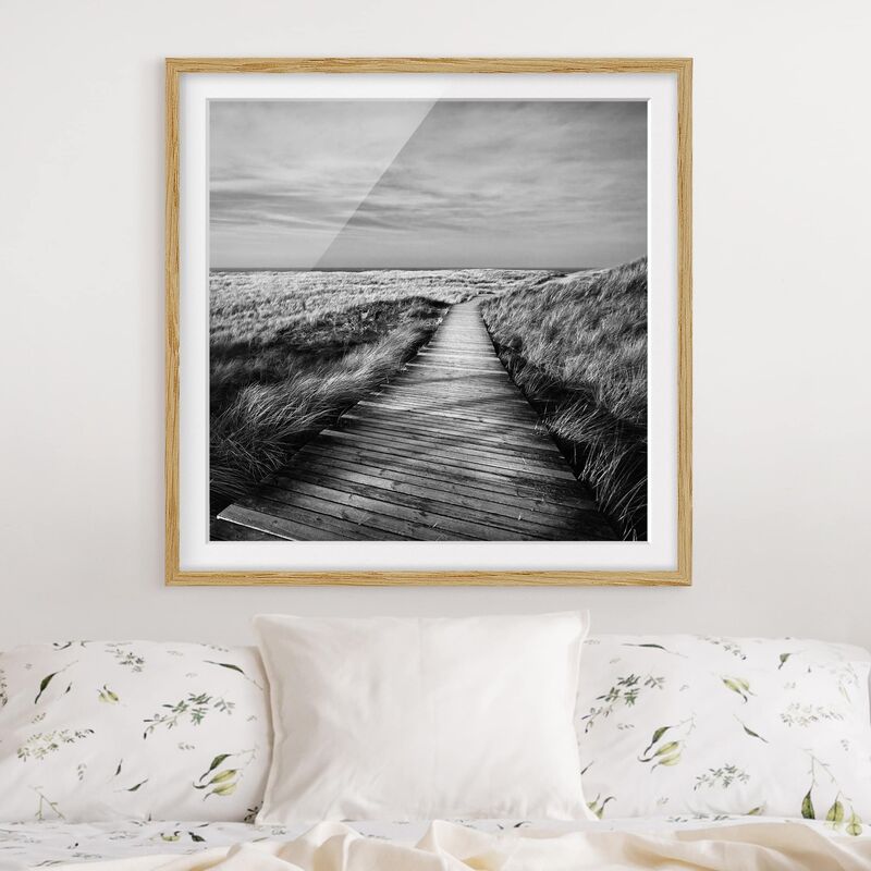 

Póster enmarcado - Dünenweg On Sylt II Dimensión LxA: 50cm x 50cm, Marco: Roble